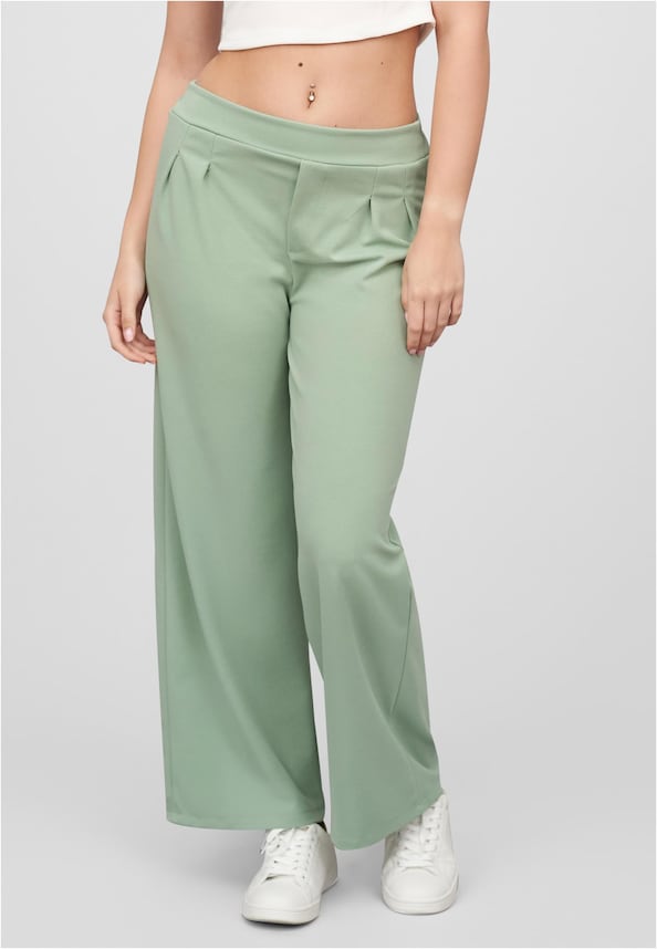 Cloud5ive Damen Stoffhose mit weitem Beinschnitt Gummibund mit Raffung-0