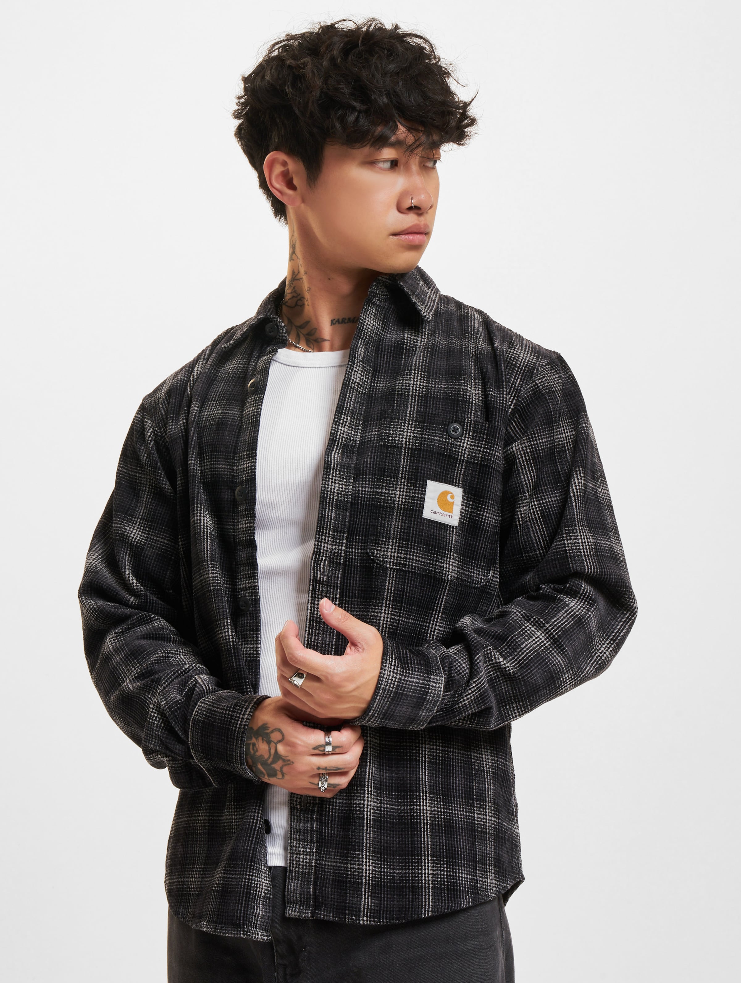 Carhartt WIP Flint Langarmhemd Männer,Unisex op kleur zwart, Maat XS