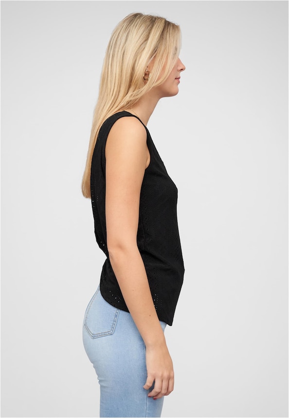 Top mit Lochmuster und hinten offen in Wickeloptik-3