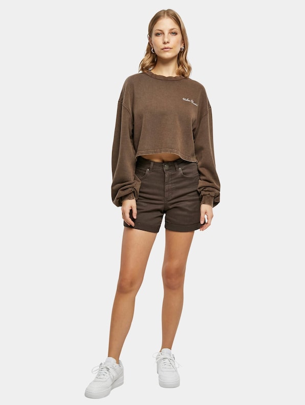 Ladies Cropped Small Embroidery Terry Crewneck-2