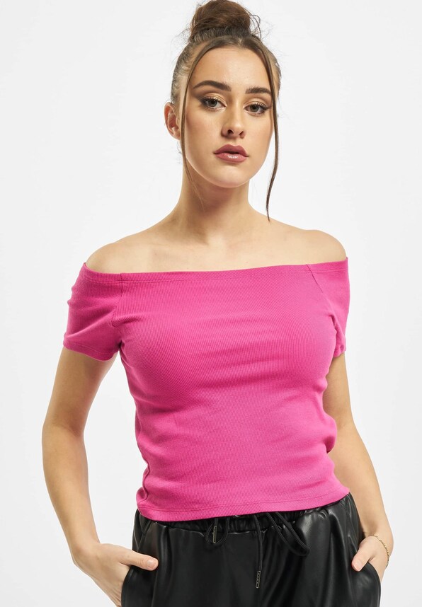 Ladies Off Shoulder Rib-2