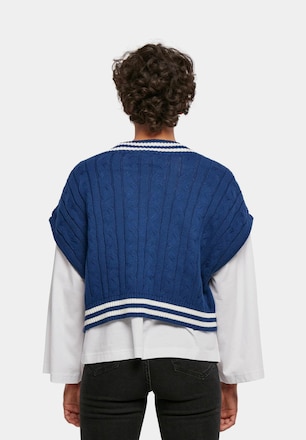 Ladies Cropped Knit College Slipover 