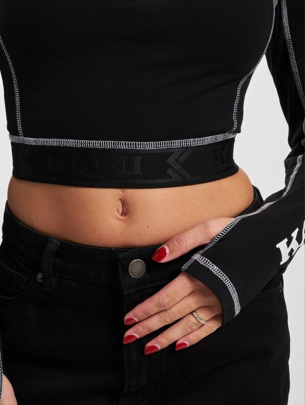 KKWQ12162BLK Retro Retro Cutout Cropped Tape Longsleeve black-3