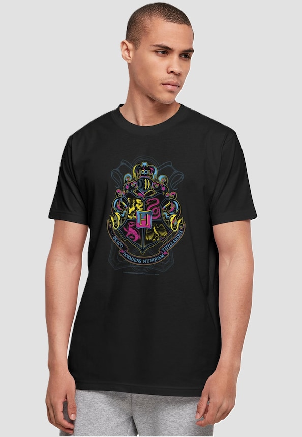 Harry Potter - Neon Hogwarts Crest Basic T-Shirt-0