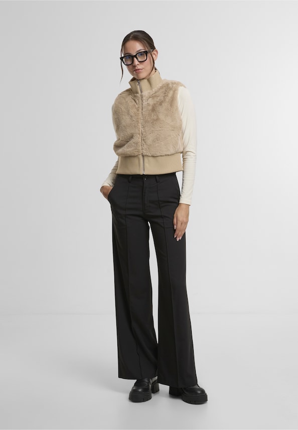 Ladies Cropped Faux Fur Vest-2