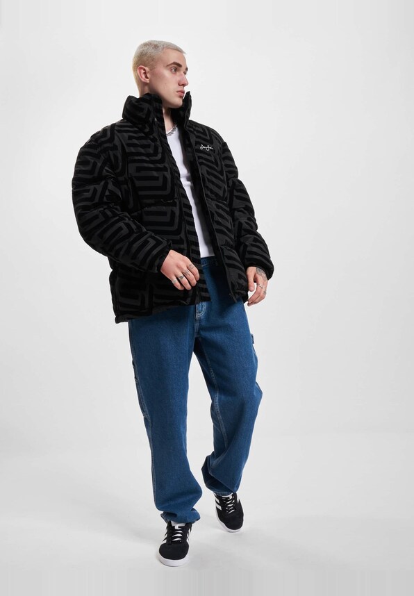 JM233-016-1 SJ Script Logo Geometric Aop Puffer Jacket-7