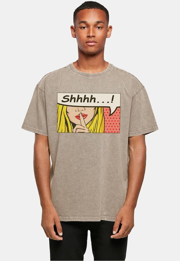 Silent Sign Comic Acid Washed Oversized Tee-0