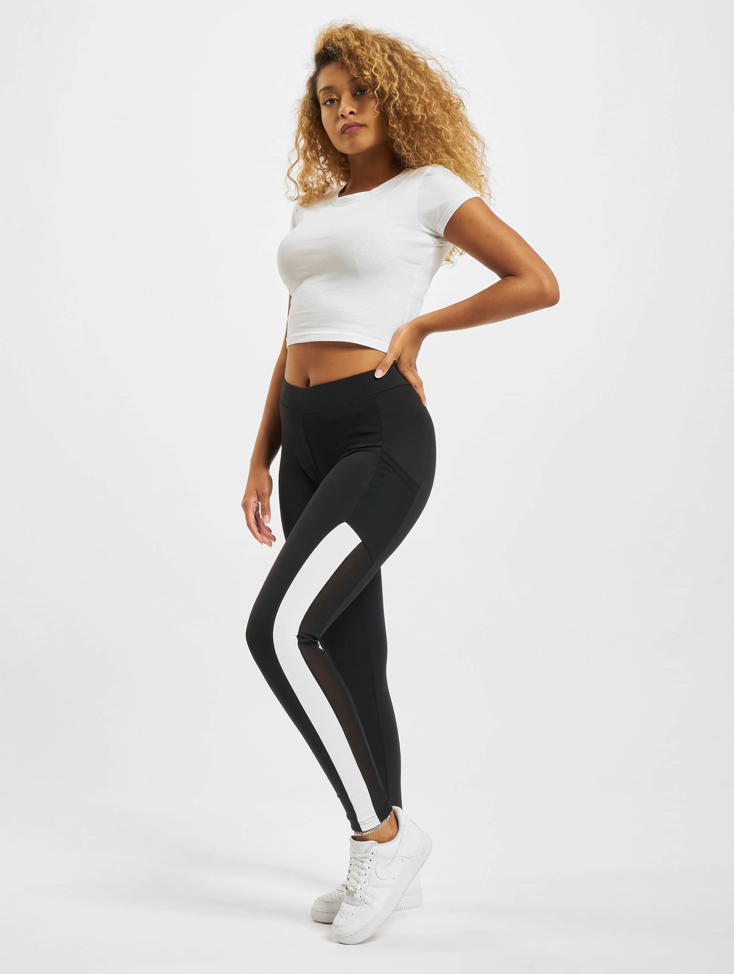 White mesh stripe on sale leggings