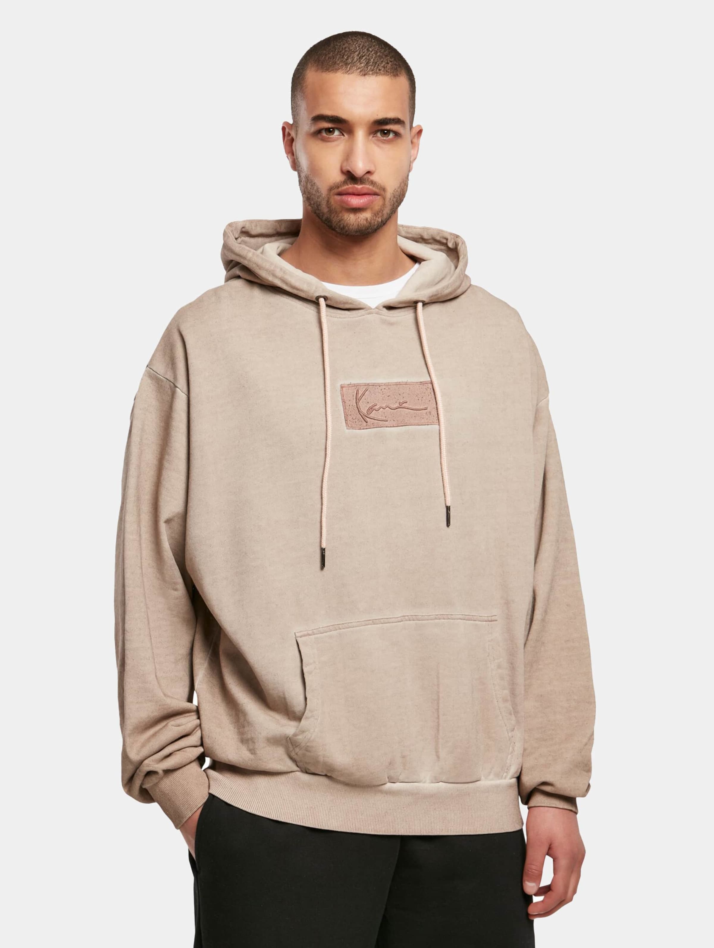 Karl Kani KU221-005-1 Small Signature Box Washed Hoodie op kleur grijs, Maat XXL