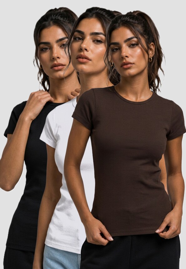Ladies Rib Slim 3-Pack-0