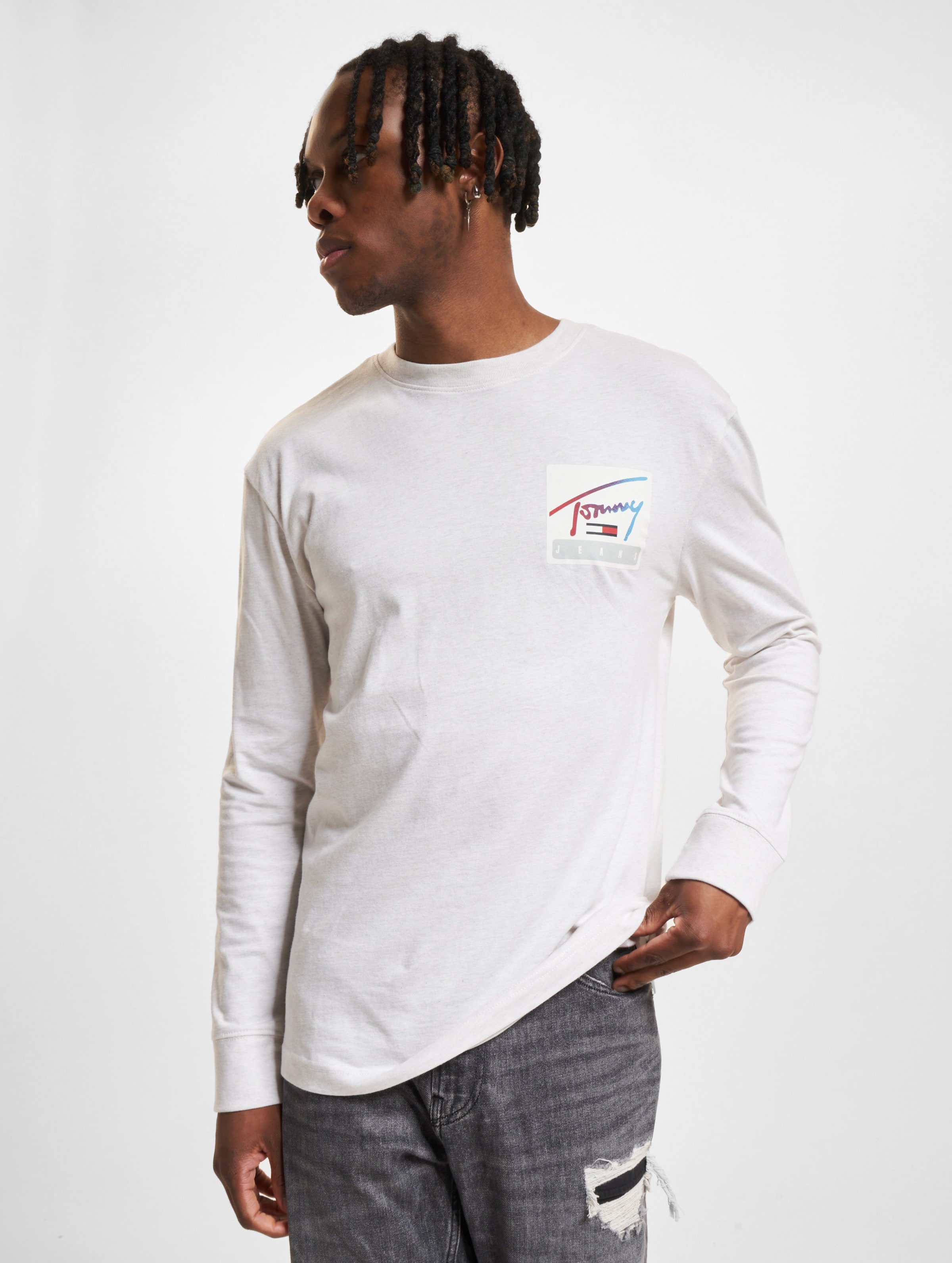 Tommy Jeans Basketball Longsleeve op kleur grijs, Maat S