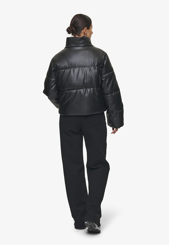 PEGADOR Georgia Faux Leather Metal Logo Puffer Jackets-1