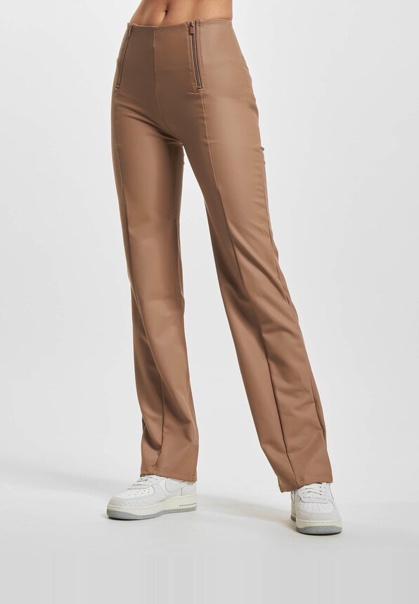 WRUP Vegan Leather Damen Push Up High Waist Cropped Wide Leg -2