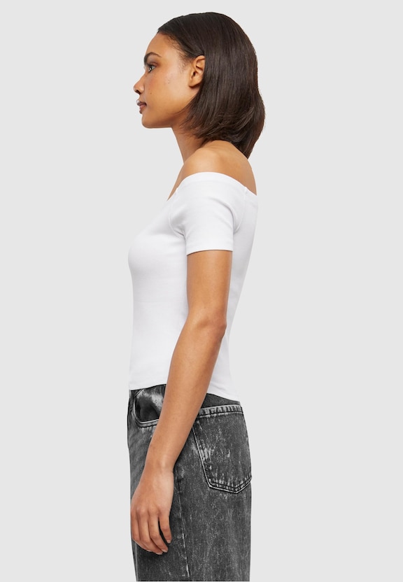 Ladies Organic Off Shoulder Rib Tee-1
