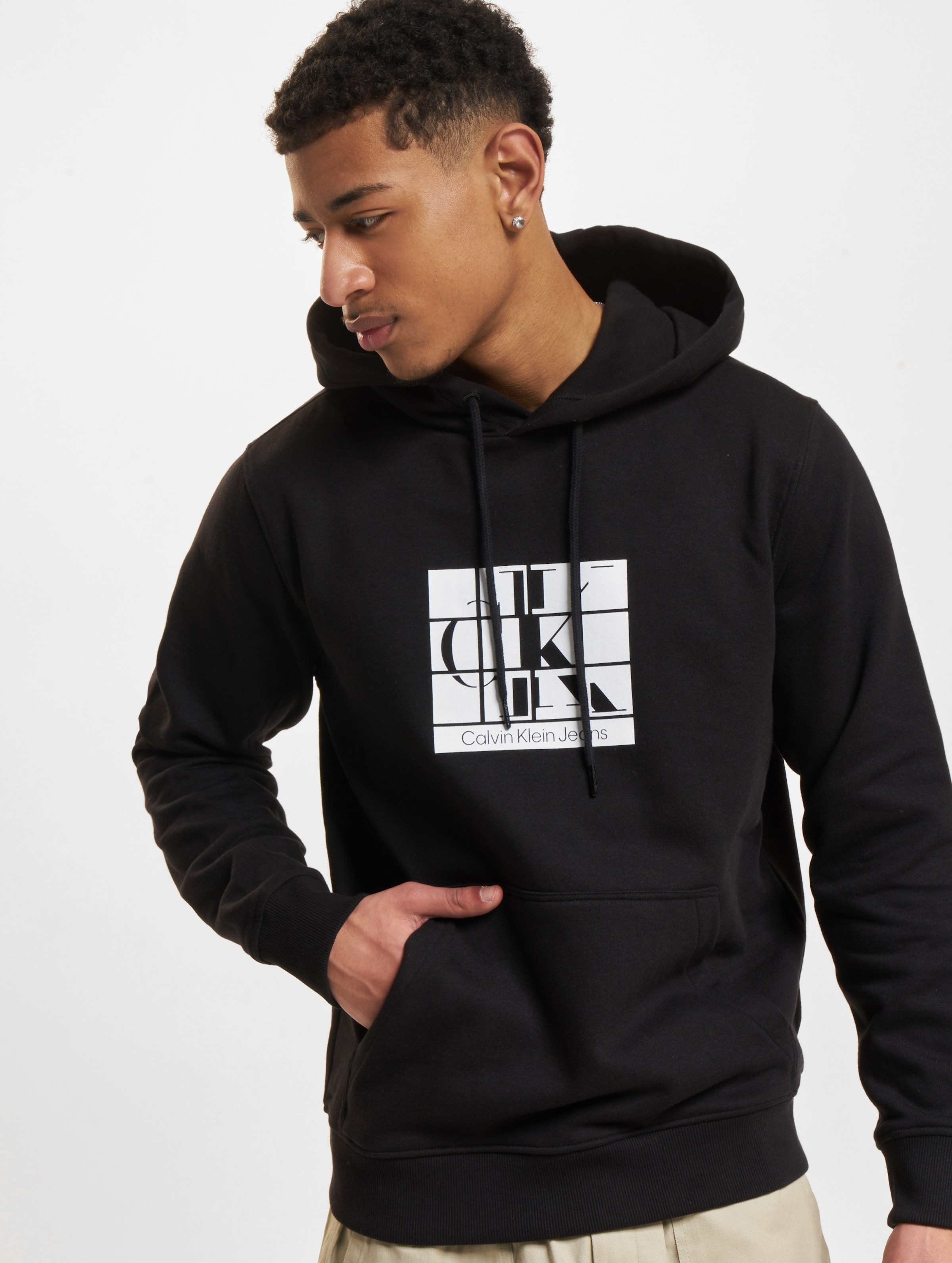 Calvin Klein Jeans Scattered Urban Graphic Hoodie Mannen op kleur zwart, Maat M