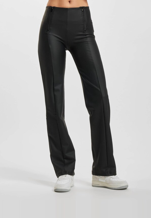 WRUP Vegan Leather Damen Push Up High Waist Cropped Wide Leg-2