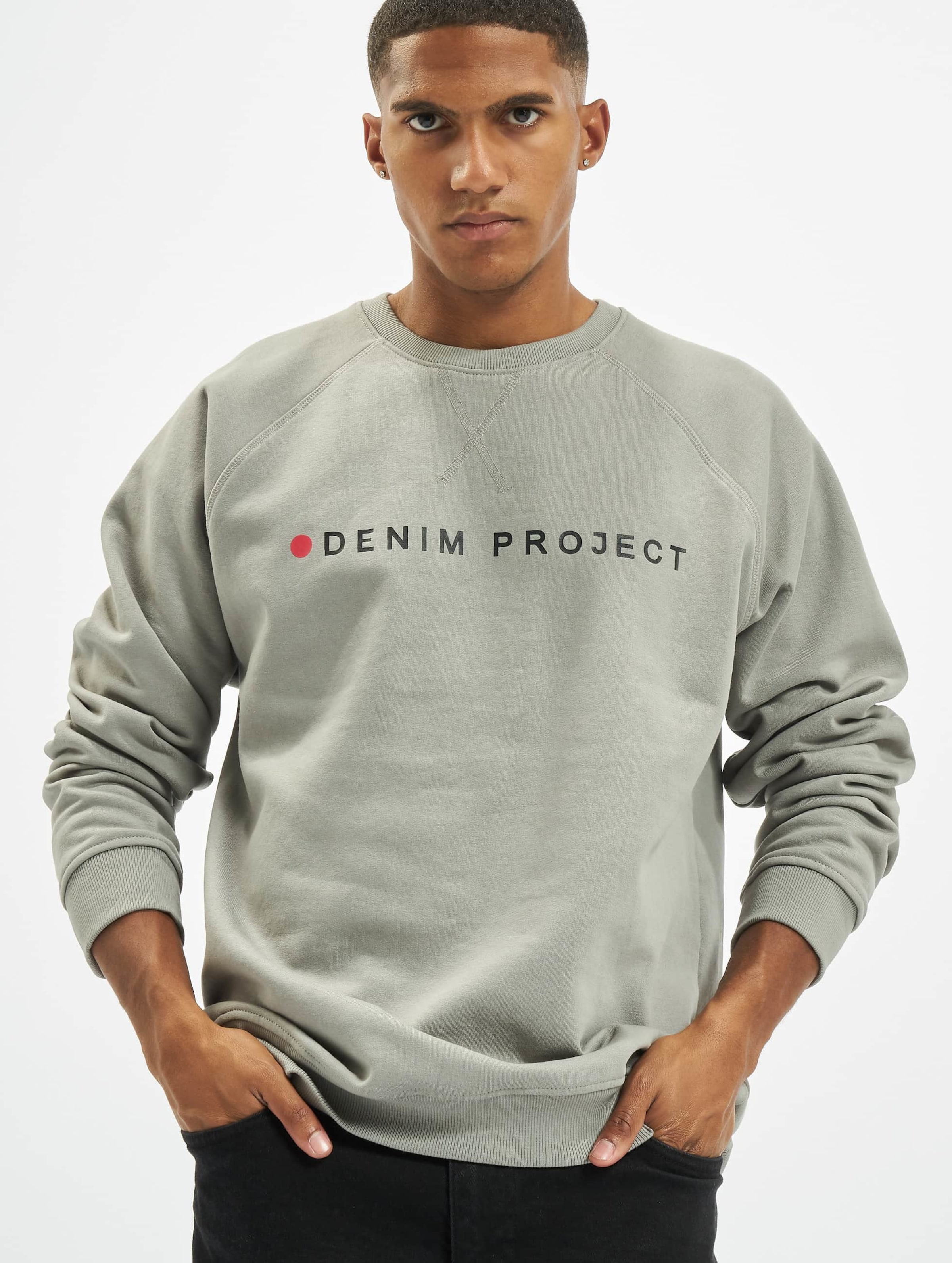 Denim Project Logo Pullover Mannen op kleur grijs, Maat L