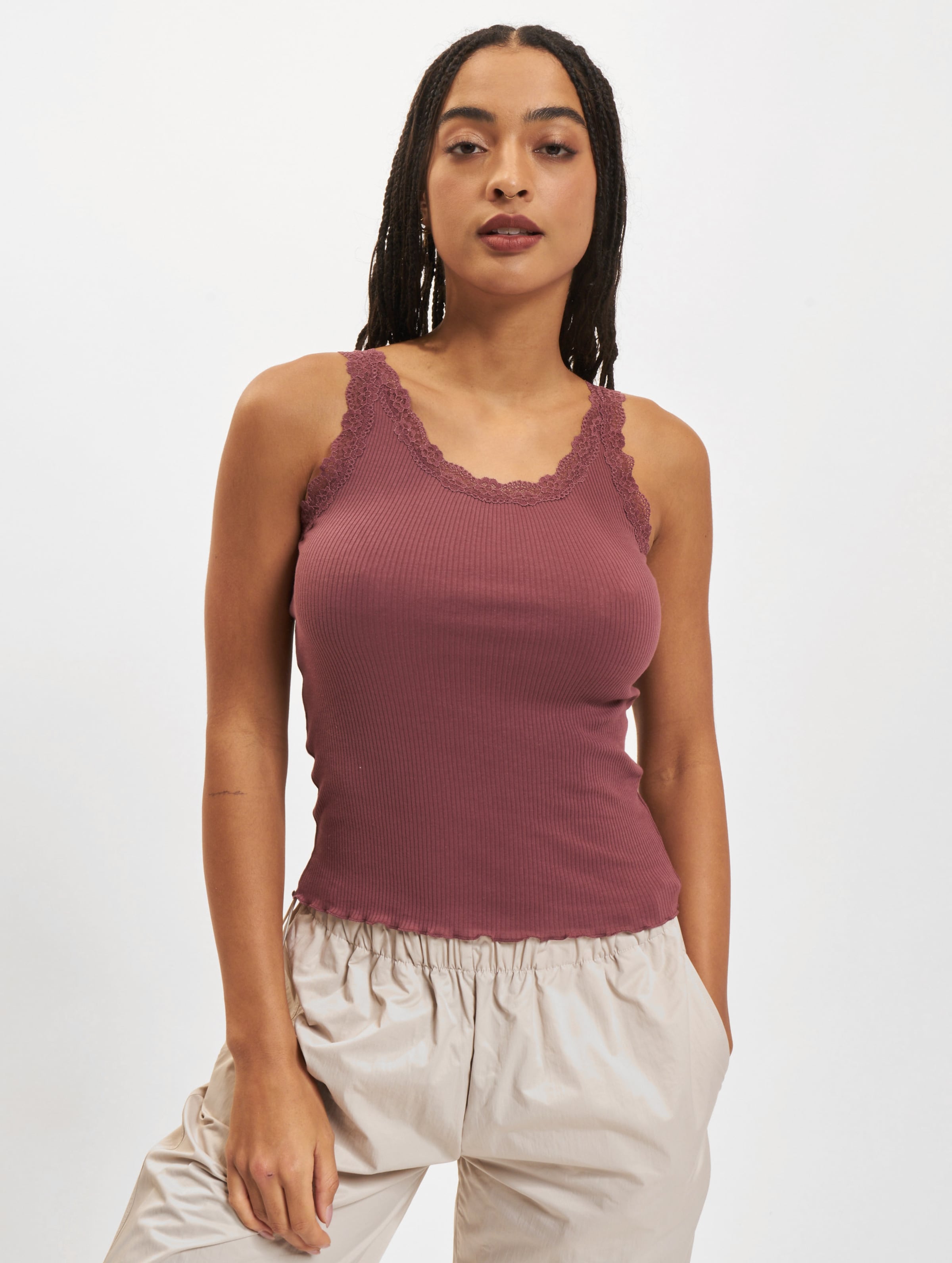 Only Sharai Lace Tank Top Vrouwen,Unisex op kleur bruin, Maat XL