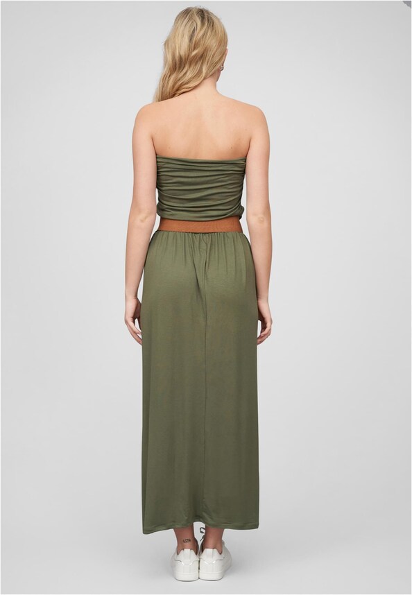 Cloud5ive Damen Longform Bandeau Kleid mit 2-Pockets Gürtel-1