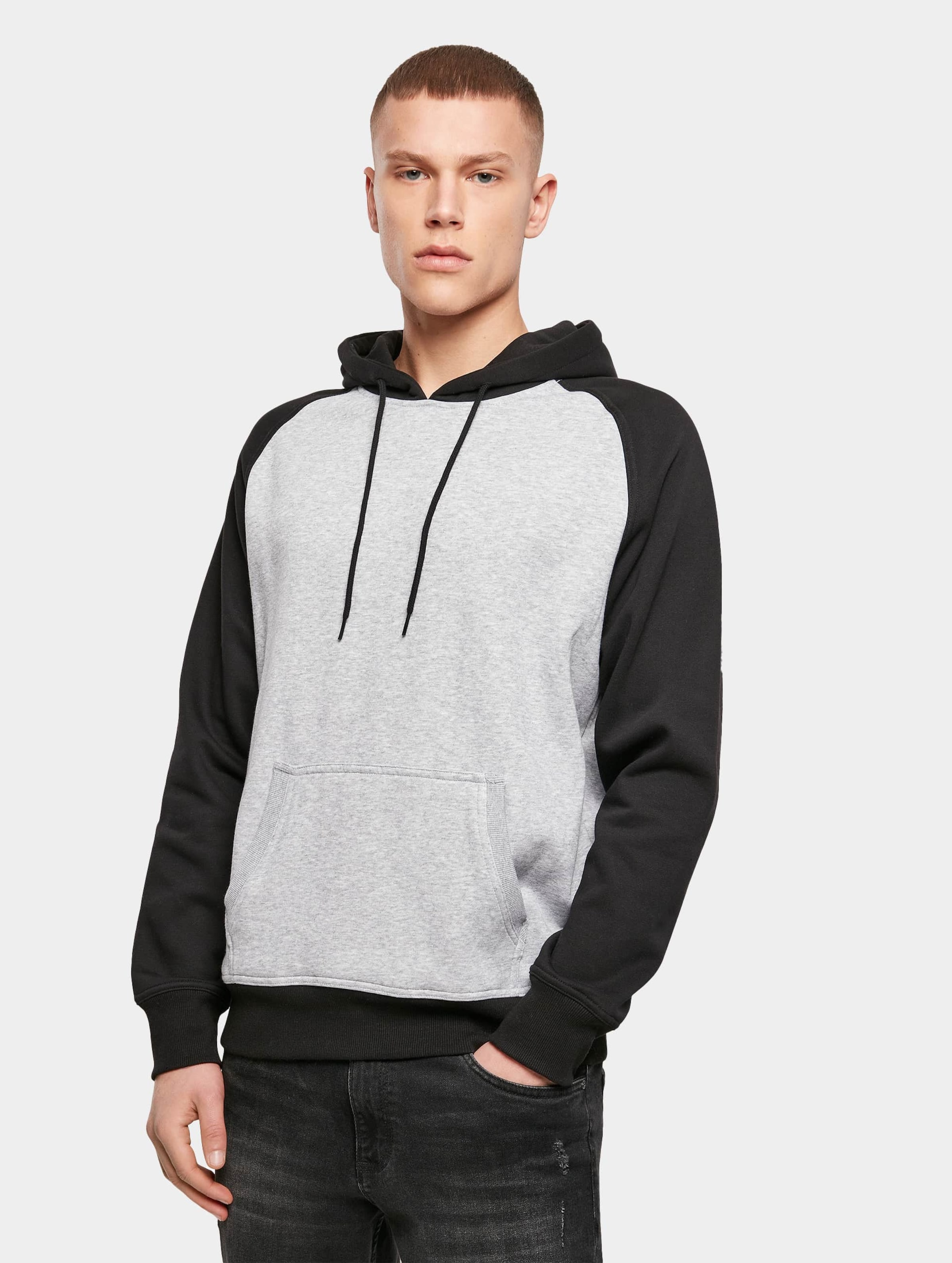 Build Your Brand Raglan Hoody Mannen op kleur grijs, Maat S