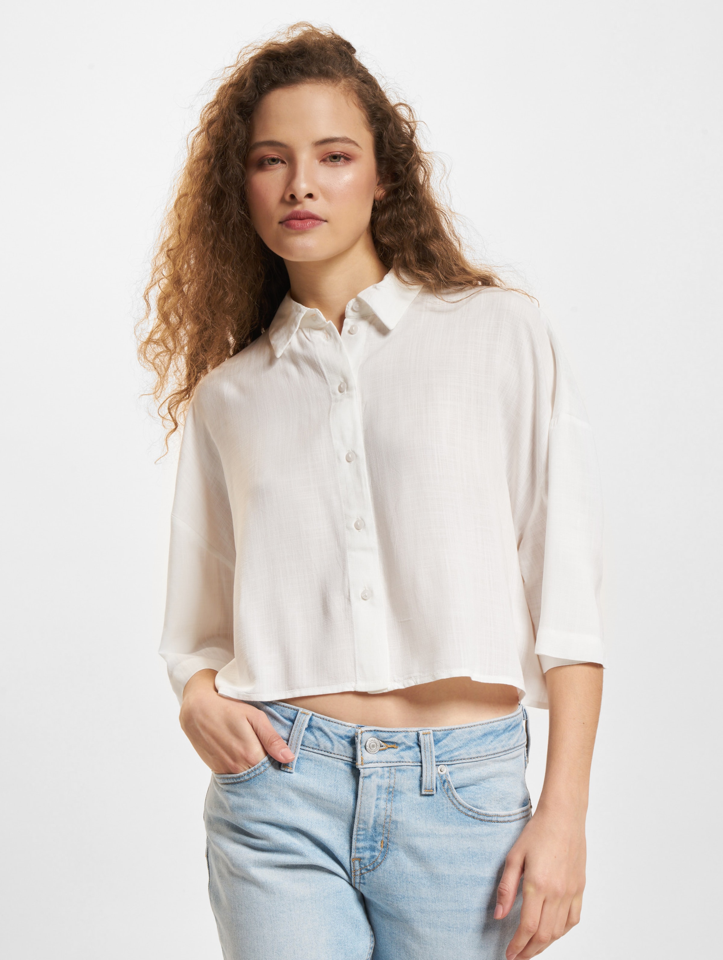 Only Astrid Life 2/4 Crop Shirt Vrouwen op kleur wit, Maat S