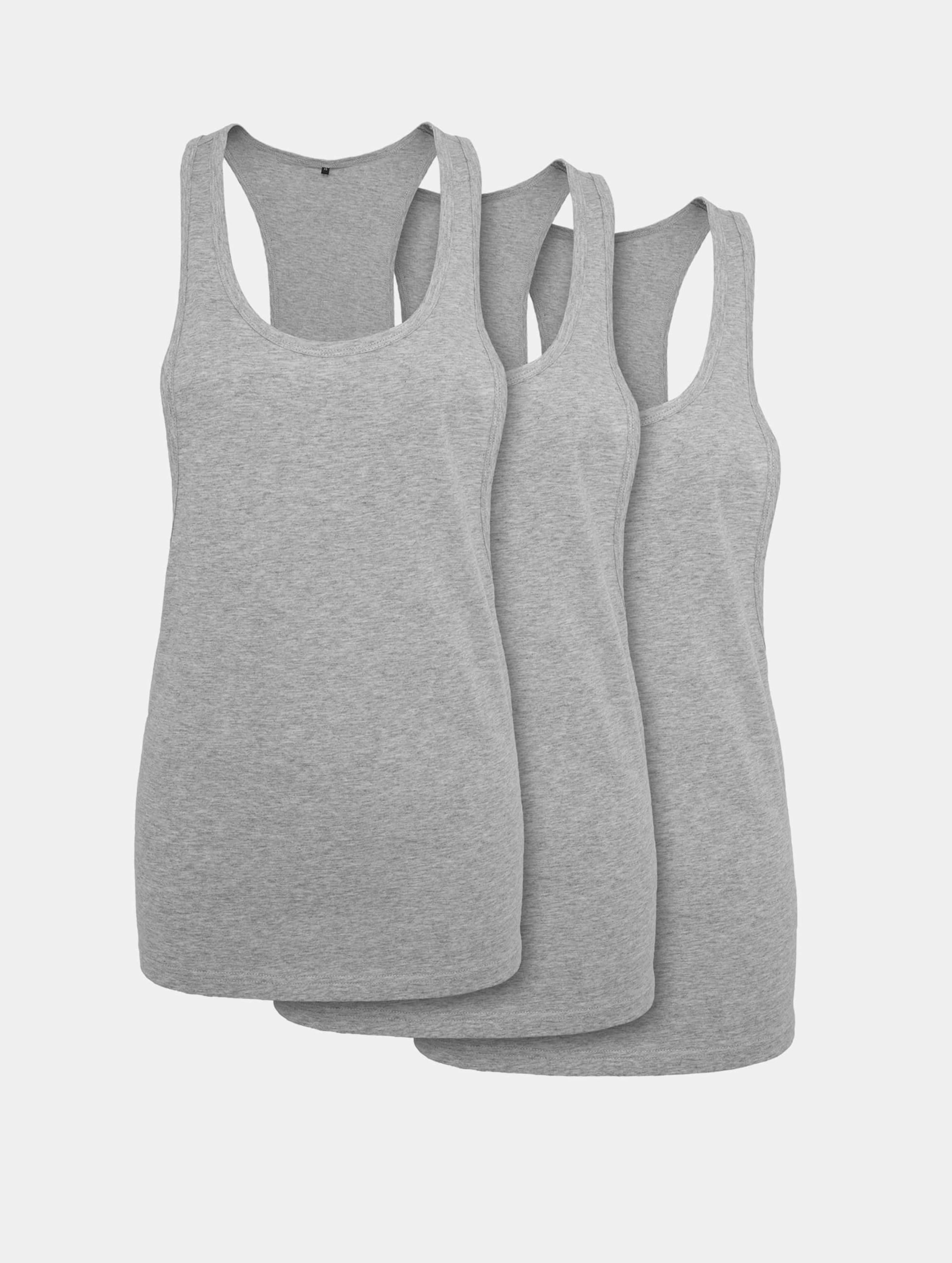 Build Your Brand Ladies Loose Tank 3-Pack Vrouwen op kleur grijs, Maat XL