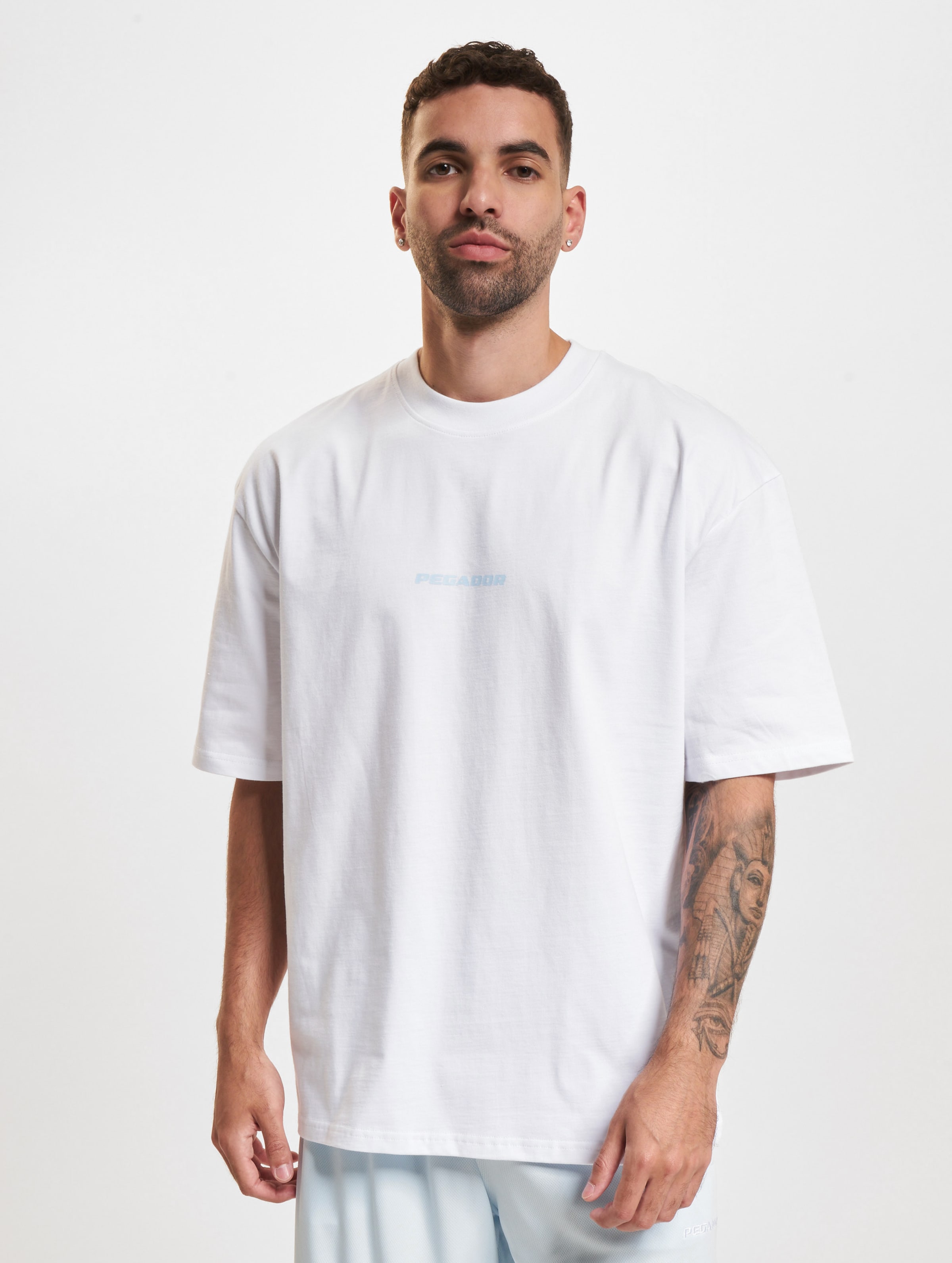 PEGADOR Colne Logo Oversized T-Shirts Männer,Unisex op kleur wit, Maat XL