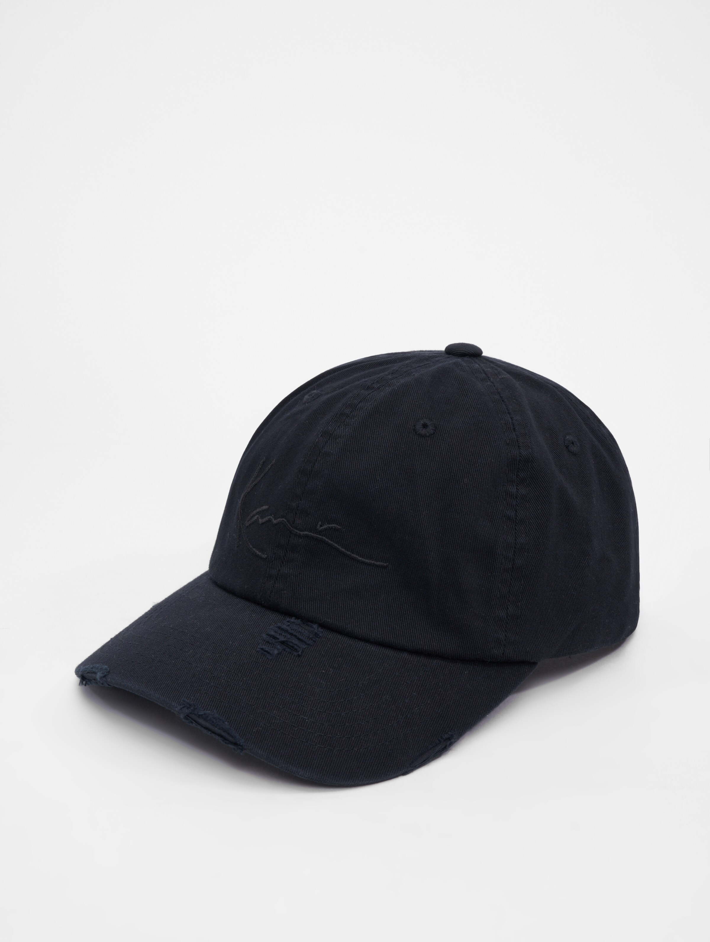 Karl Kani KA234-013-2 Signature Embro Damaged Washed Cap Mannen op kleur zwart, Maat ONE_SIZE