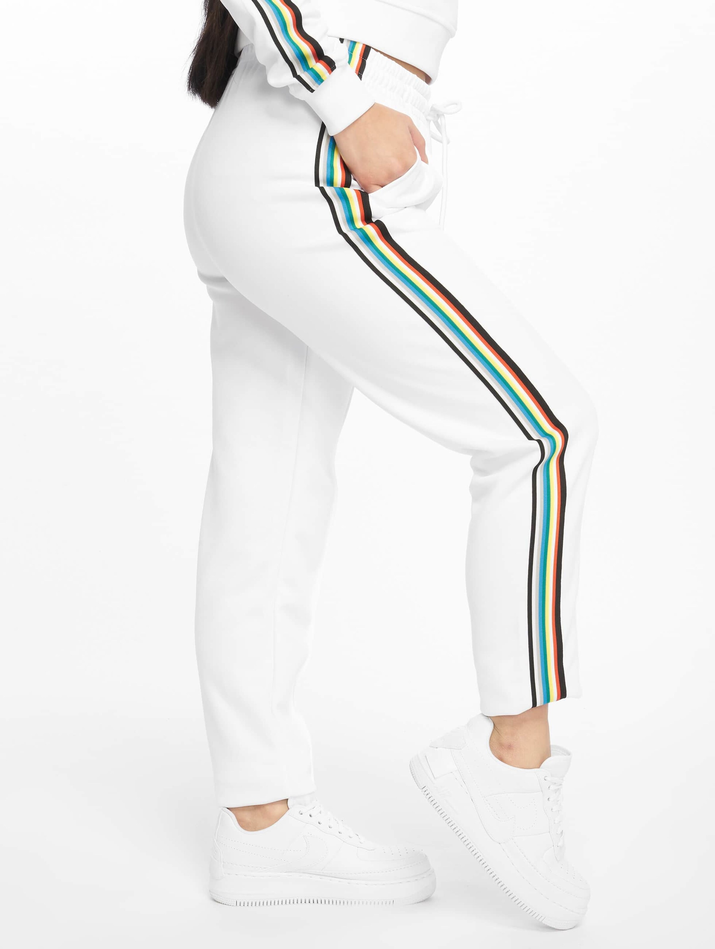 Urban Classics Ladies Multicolor Side Taped Track Pants Vrouwen op kleur wit, Maat S