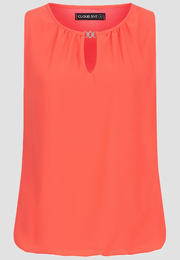 Cloud5ive Damen Chiffon Top mit Schlüsselloch-Kragen und Deko-Schnalle-4