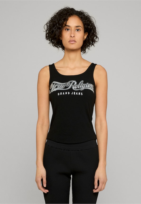 CRYSTAL SQUARE NECK RIB TANK-0