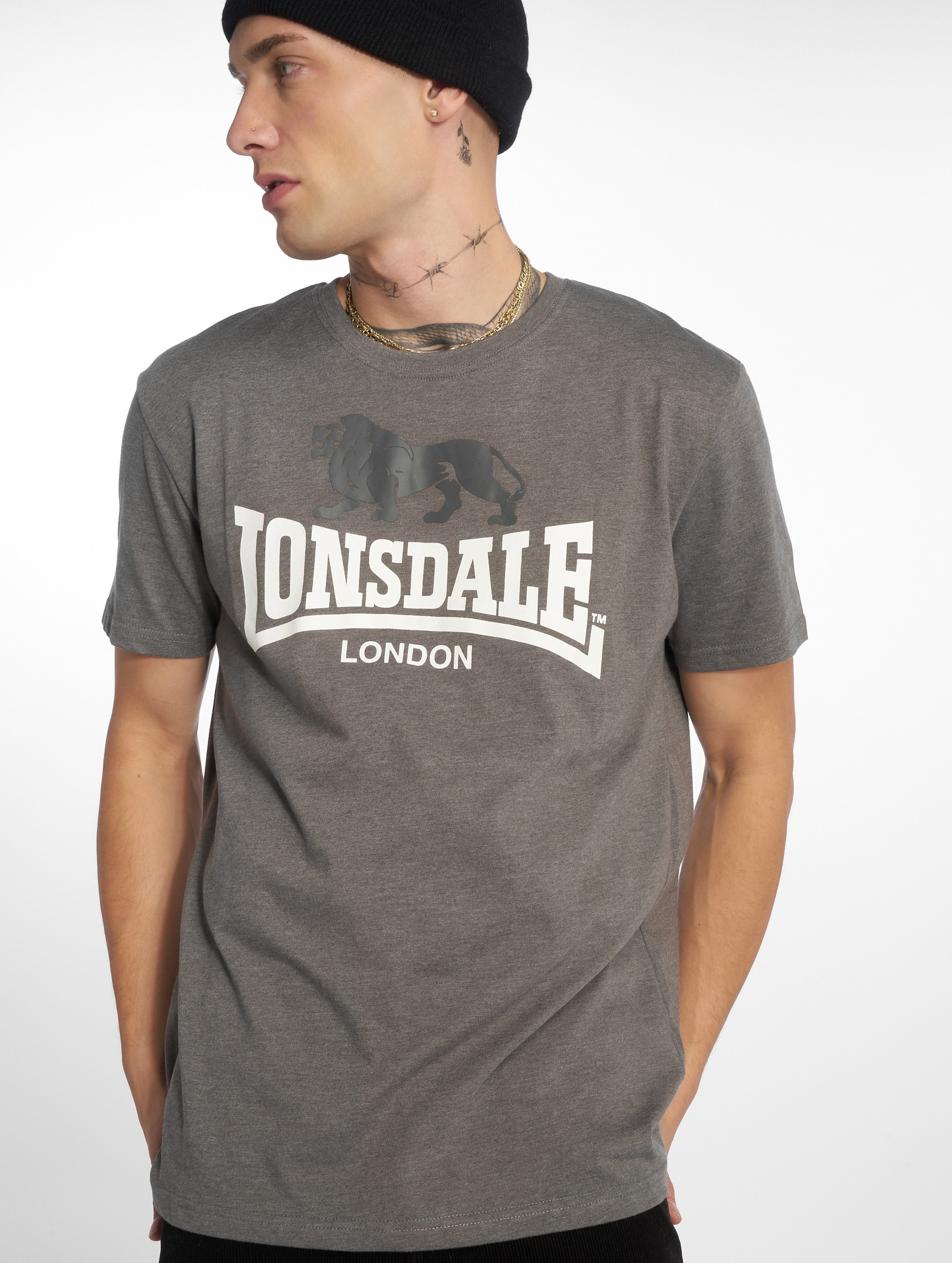 Lonsdale London Gargrave T-Shirt Mannen op kleur grijs, Maat 3XL