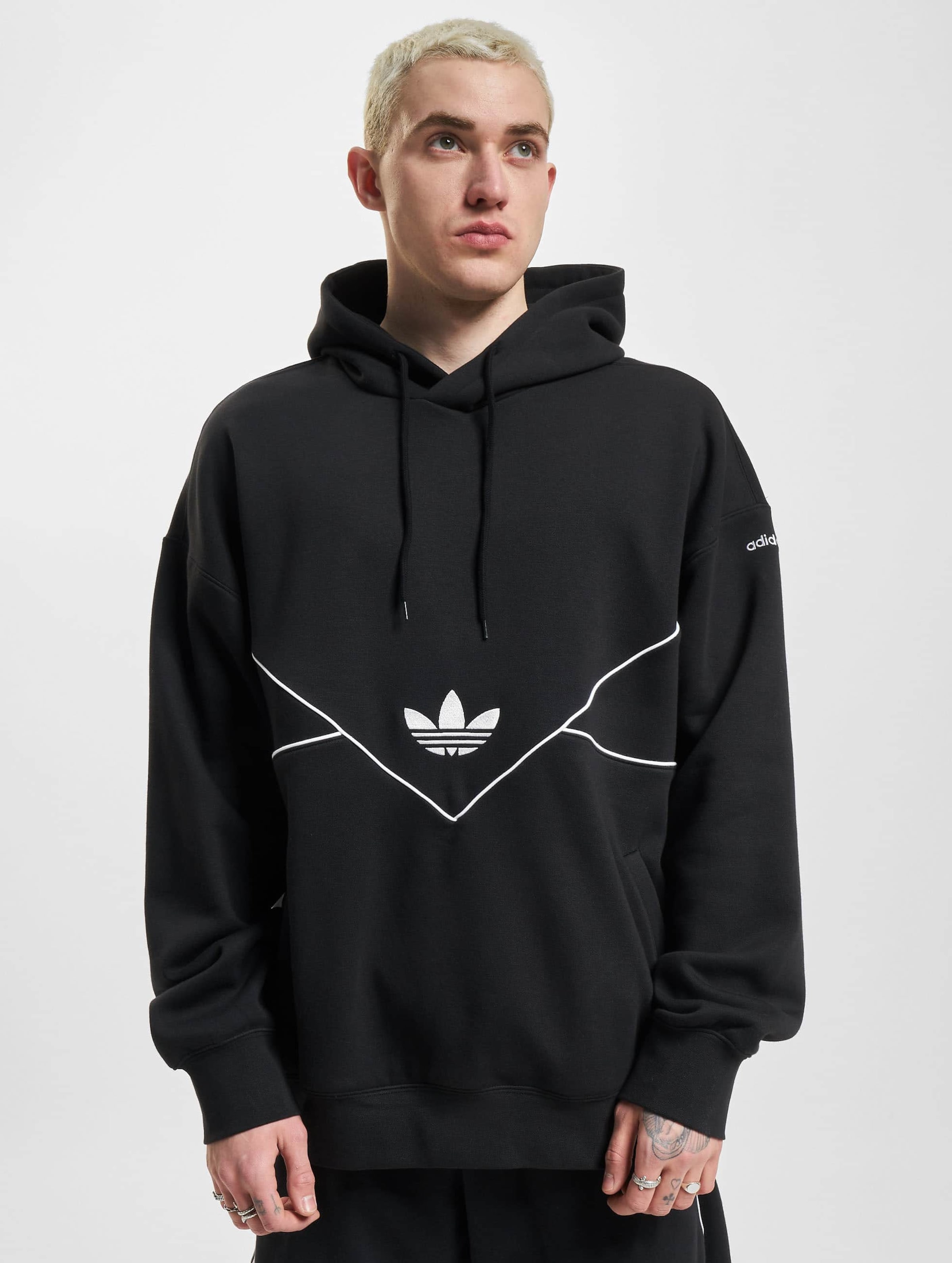 Adidas originals outline discount trefoil hoodie in blac