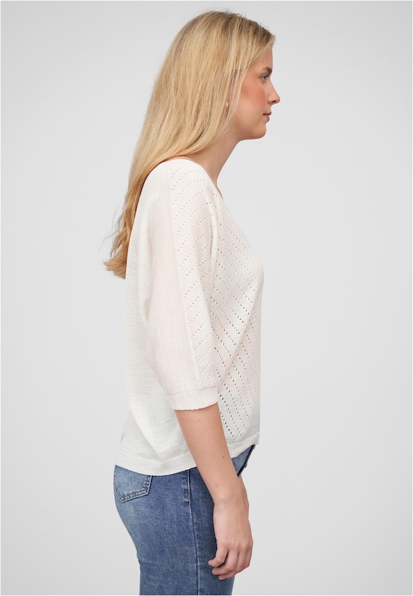 Cloud5ive Damen 3/4 Arm Top mit Fledermausärmeln und Lochmuster-3