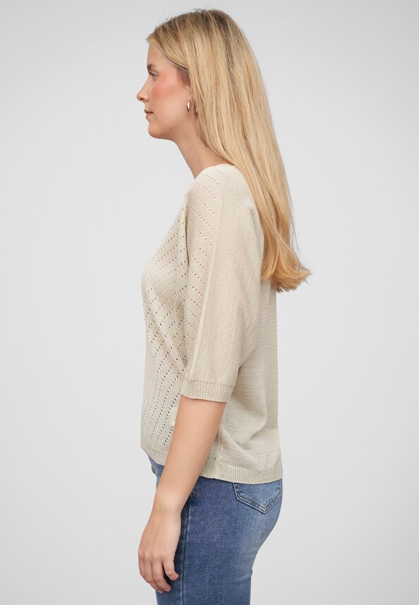 Cloud5ive Damen 3/4 Arm Top mit Fledermausärmeln und Lochmuster-2
