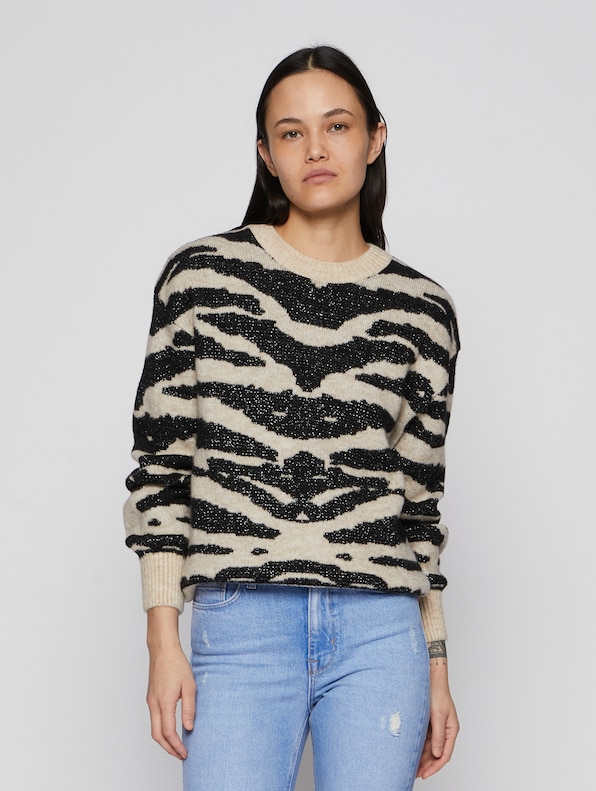 Only Amber O Neck Glitter Knit Pullover-0