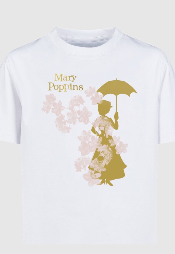 Kids Mary Poppins - Floral Silhouette Basic T-Shirt-2