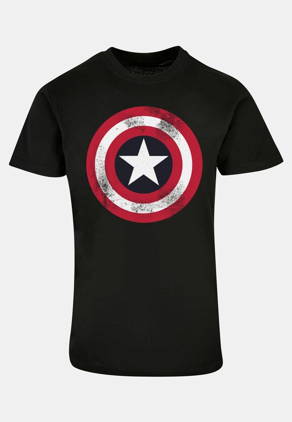 Avengers - Captain America Distressed Shield Basic T-Shirt-4