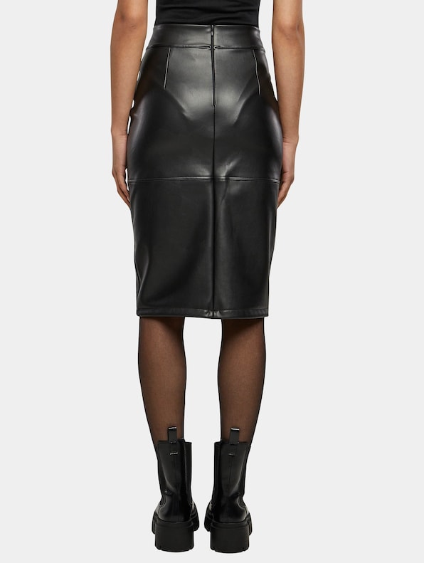Ladies Synthetic Leather Pencil Skirt-1