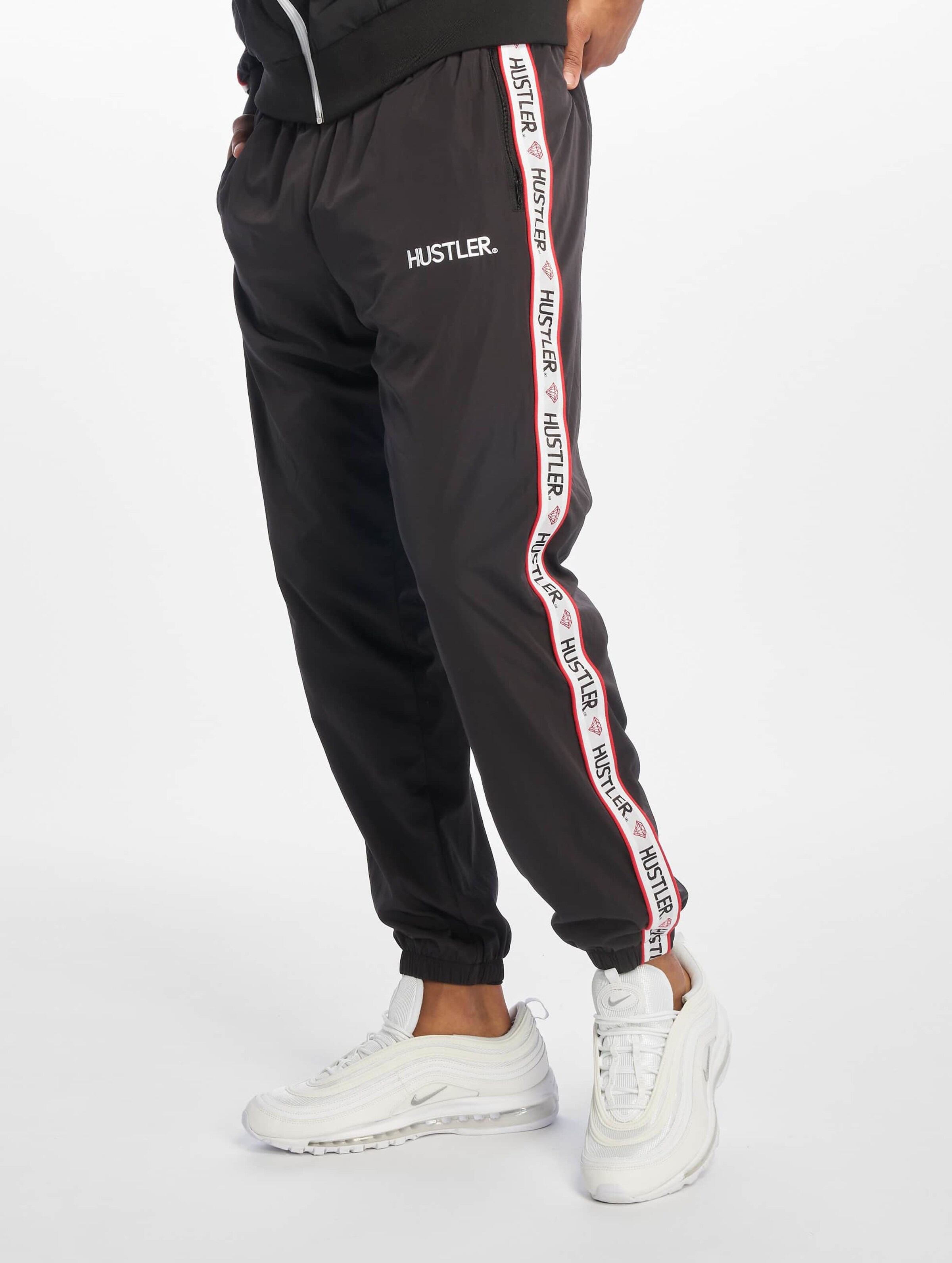 Merchcode Hustler Tape Track Pants b Mannen op kleur zwart, Maat XXL