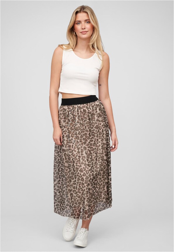 Longform Rock mit Leoprint und Gummiband-4