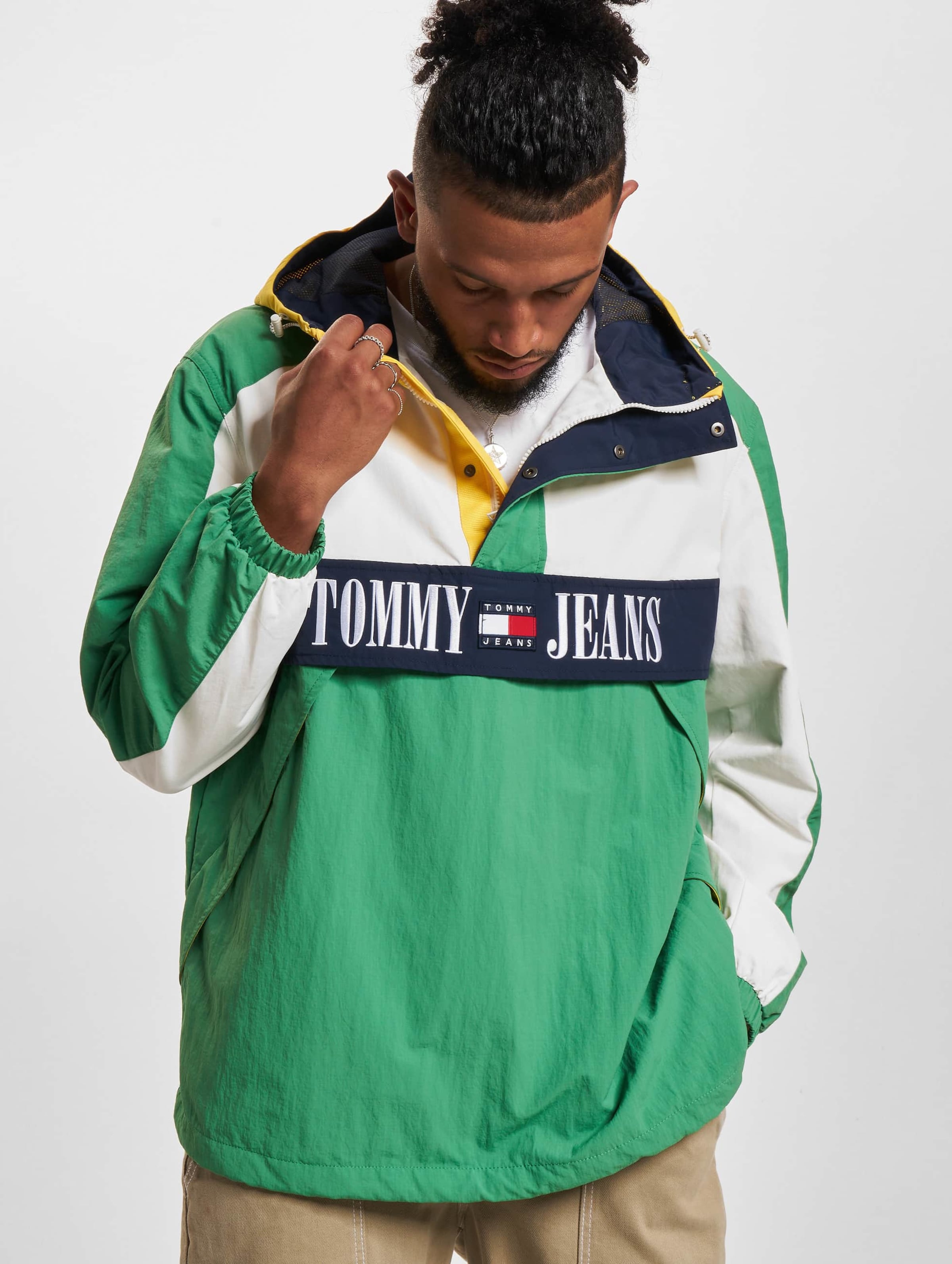 Tommy jeans logo half on sale zip anorak jacket