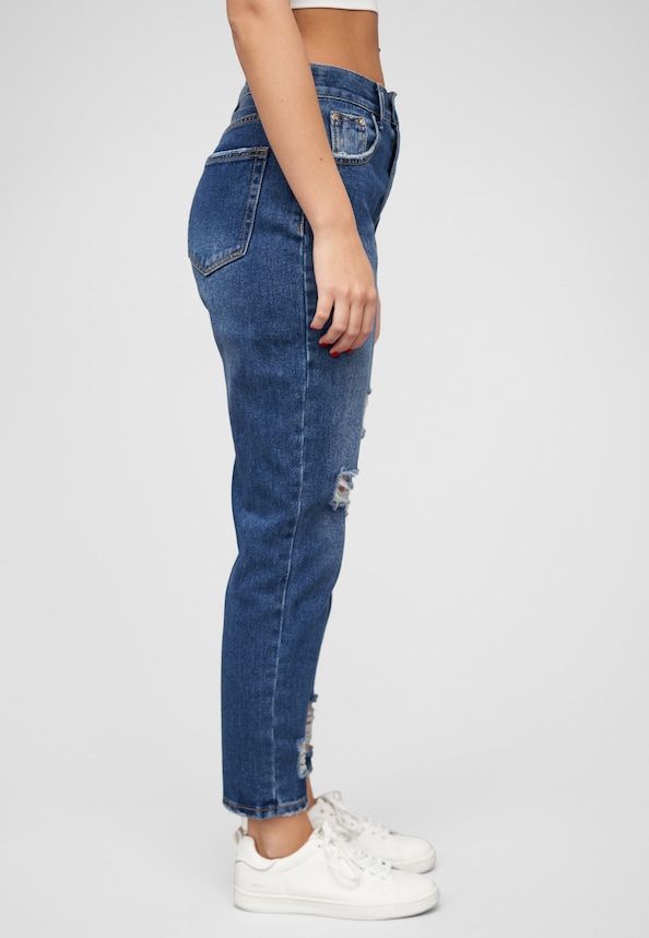 High-Waist Boyfriend Destroyed Jeans Hose 5-Pockets-3