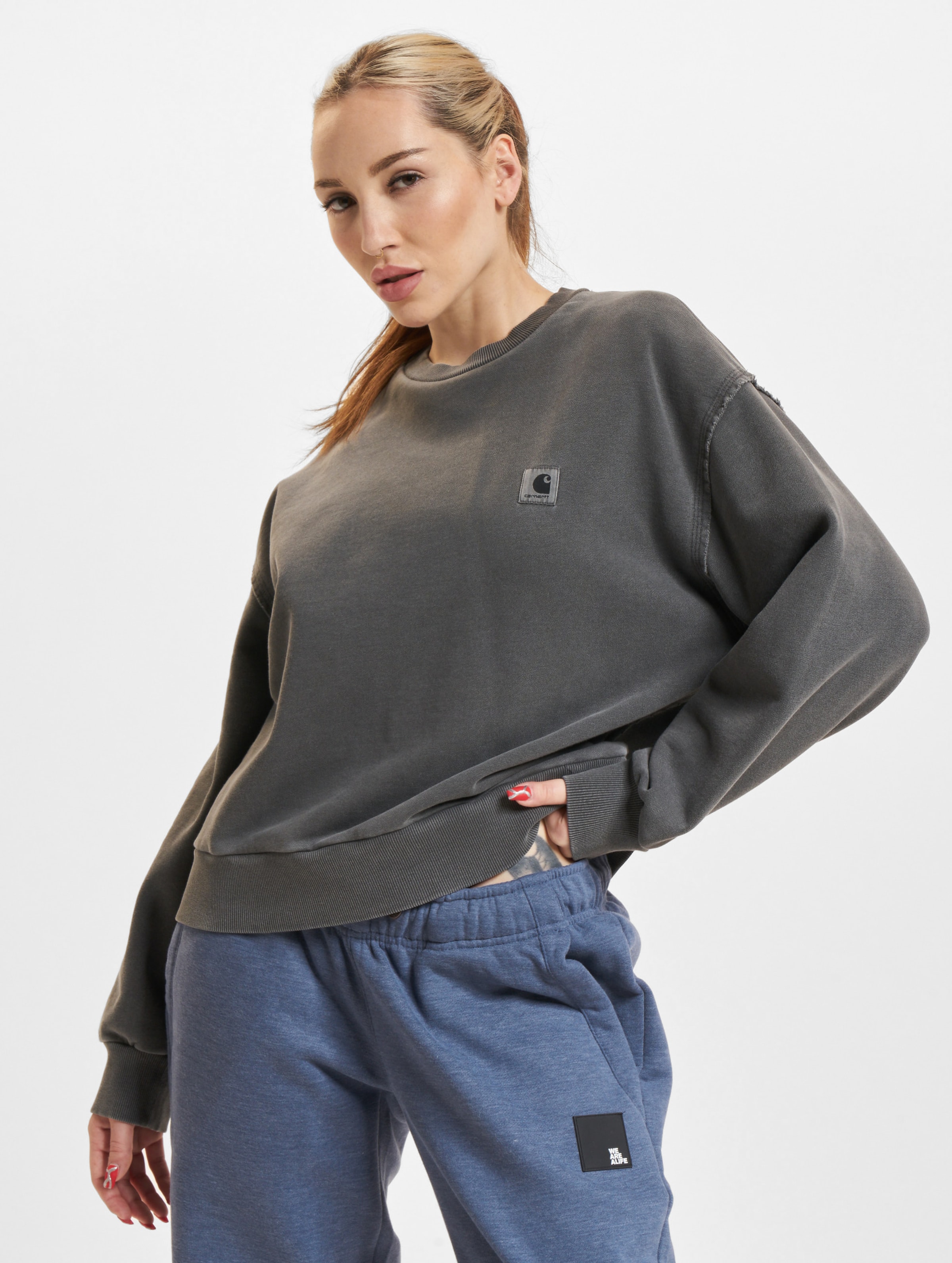 Carhartt WIP Tacoma Sweater op kleur grijs, Maat L