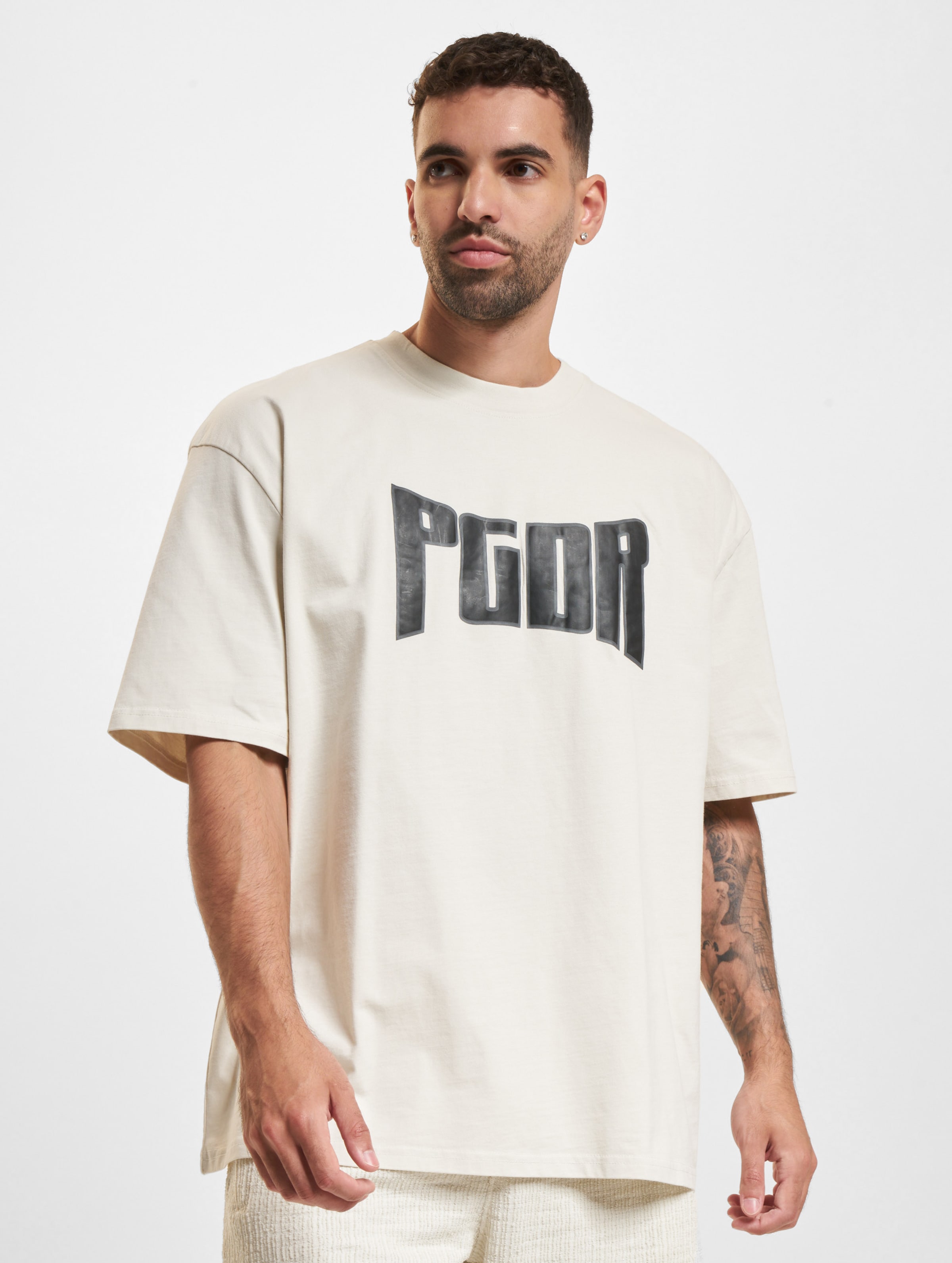 PEGADOR Crystal Oversized T-Shirts Männer,Unisex op kleur beige, Maat XL