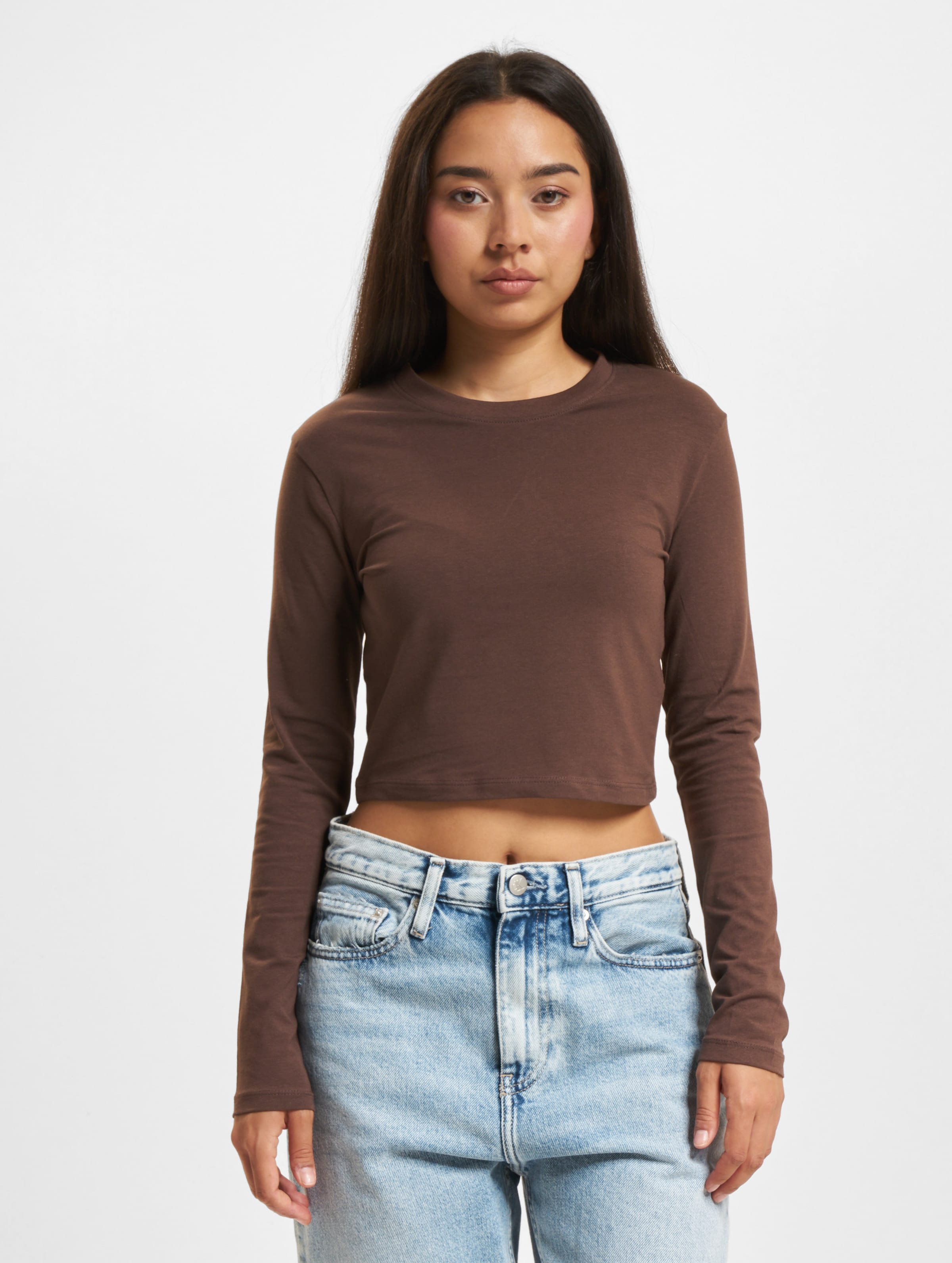 DEF Crop Longsleeves Frauen,Unisex op kleur bruin, Maat XL