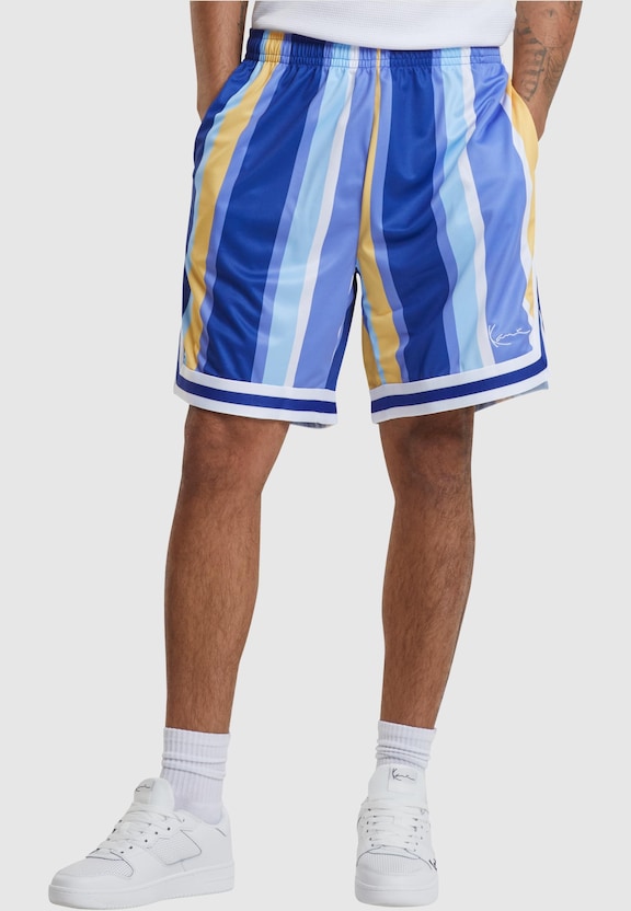 KM241-043-1 Karl Kani Small Signature Striped Mesh Shorts-1