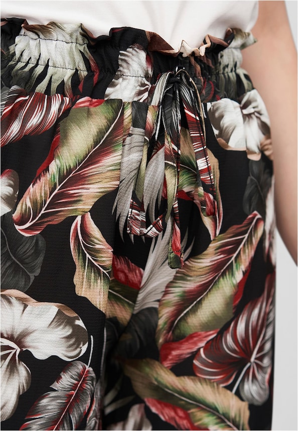 Cloud5ive Damen Crepe Hose mit Gummibund und All Over Palmen Print-4