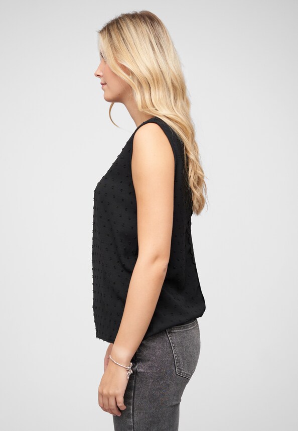 Top mit gepunktetem Stoff und Spitzenbesatz-2