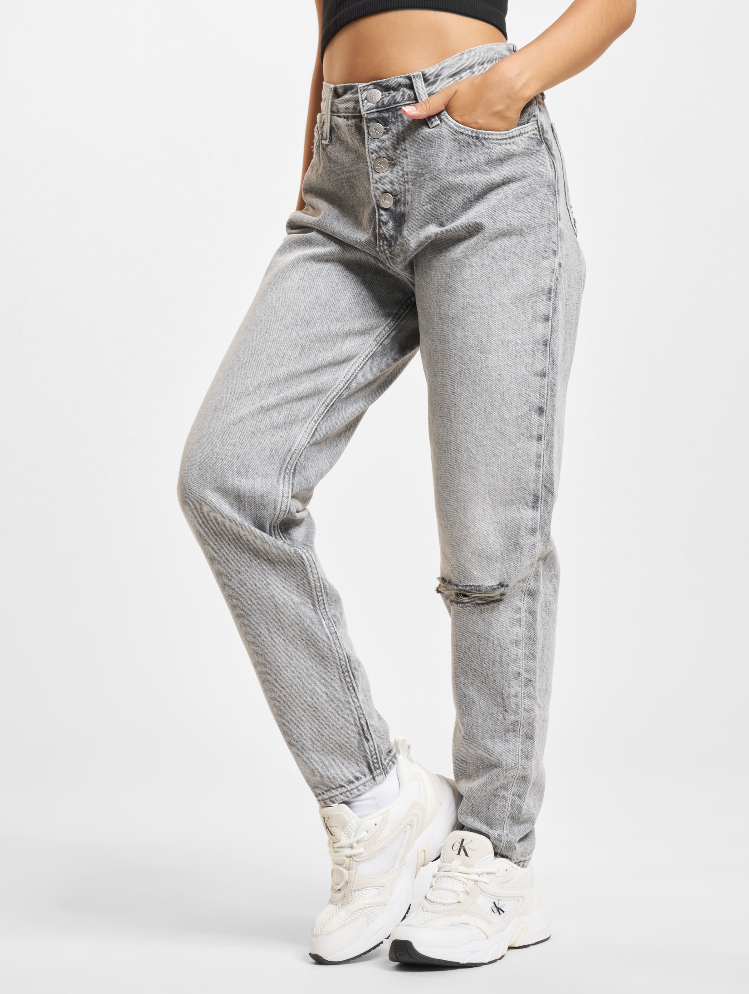 Calvin Klein Jeans Mom op kleur grijs, Maat 24